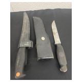 Vintage leather sheath with cattaraugus knife