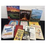 Group of books, cook books, garden box and travel