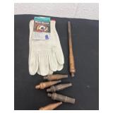 Work gloves oxy-fuel cutting torch tips.