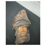8ï¿½ vintage hand-carved wood spirit wall hanging,