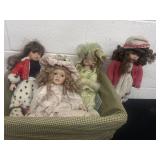 19ï¿½x16ï¿½x9ï¿½ basket with porcelain dolls
