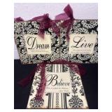 Three 12ï¿½x12ï¿½ metal signs