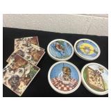 2 sets of cat themed coasters