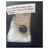 Rare quality Idaho, four ray star garnet SS rope
