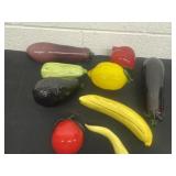 Box of glass fruit/ vegetable
