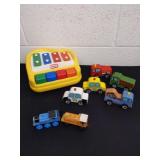Little tikes piano xylophone, vintage wooden cars