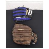 Two Child baseball gloves Franklin and Mizuno