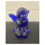 4ï¿½ vintage cobalt blue glass cherub angel candle