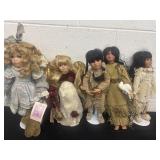 5 porcelain dolls