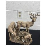 vintage deer family sculpture, Has chips and