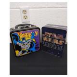 two 8.5 inch lunch box style metal boxes