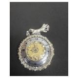 Clear rhinestone pocket watch