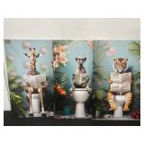 Canvas Animals on the Toilet Prints23.5x15.5