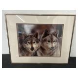 Matted and Framed 2 Wolves Print 16x20