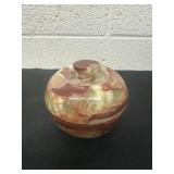 4ï¿½ vintage Banded Onyx apple-shaped Trinket box
