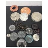 Antique Glass canning lids metal lids and seals