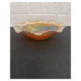 10ï¿½ vintage Marigold carnival glass serving bowl,