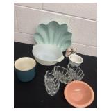 Fire king dish and salt and pepper shakers,