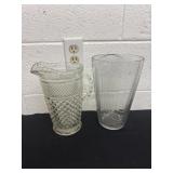 9.5ï¿½ glass pitcher and 10ï¿½ glass vase