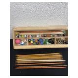 12ï¿½x5ï¿½ wood box with marbles jacks and balls
