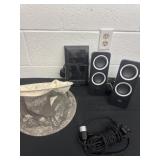 Speakers, forecast and lamp shade