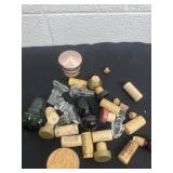 Group of cork and glass stoppers