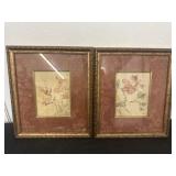 2 Floral Signed And Framed Artworks 16x14