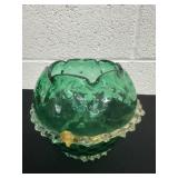 5ï¿½ vintage green glass decorative bowl,