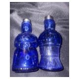 Vintage cobalt blue imperial glass salt and