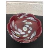 6.5ï¿½ Murano-style red cased art glass bowl