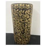 18in Porcelain Vase, Black and Gold Toned