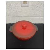 Parini Red Ceramic 8' Round Baker W/ Lid