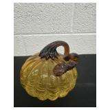 4ï¿½ handcrafted amber art glass pumpkin,