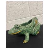 7ï¿½ McCoy Green Frog Ceramic Planter Mid-Century