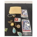 Coin purse earrings baseball cards and watchï¿½s