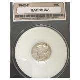 Graded dime from 1942