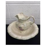 7ï¿½ vintage ceramic wash basin and pitcher set
