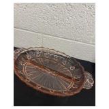 10ï¿½ Vintage Pink Depression Glass Divided Dish