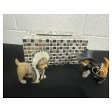 Kleenex box and dog figurines