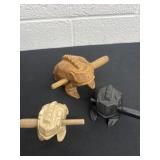3 wooden frog giros