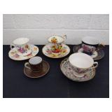 Group of five vintage teacups