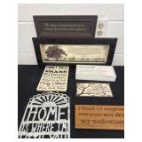 Group of home decor signs