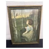 18ï¿½x14ï¿½ vintage framed art print, titled 'Spring