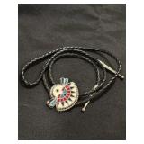 Zuni bolo tie features a handcrafted enamel inlay