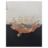 10ï¿½ vintage pink Fenton glass footed bowl