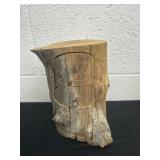 8.5ï¿½ rustic log trinket box features carved