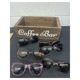 Coffee car organizer and 6 pair sunglasses