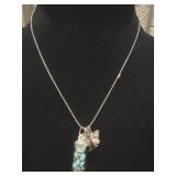 Cute necklace with mini bottle of turquoise stone