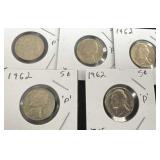 1962 uncirculated nickels