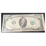 Series 1950 D 10 dollar (miscut)